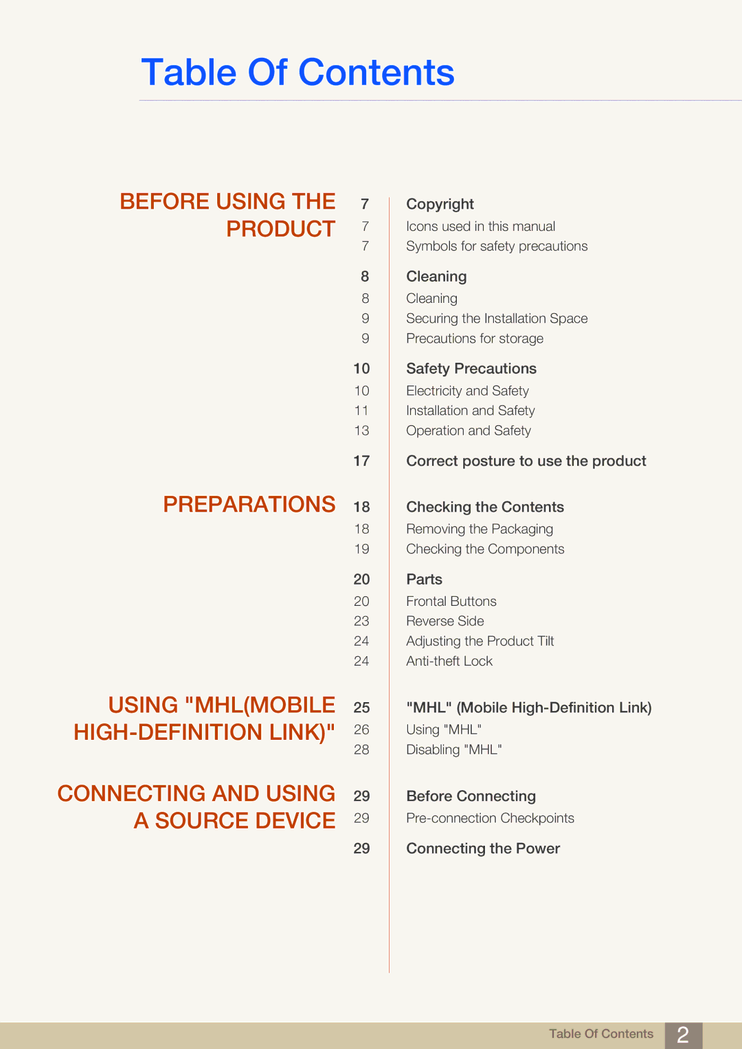 Samsung S27B750V user manual Table Of Contents 