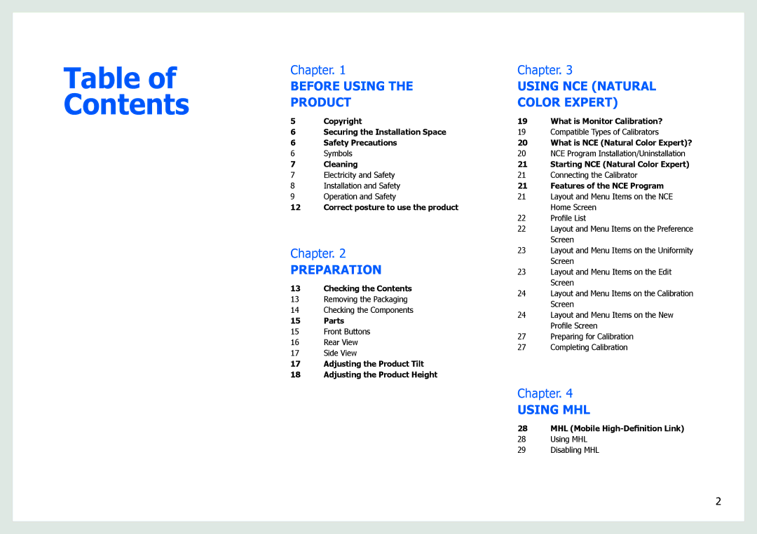 Samsung S27B970D user manual Table of Contents 