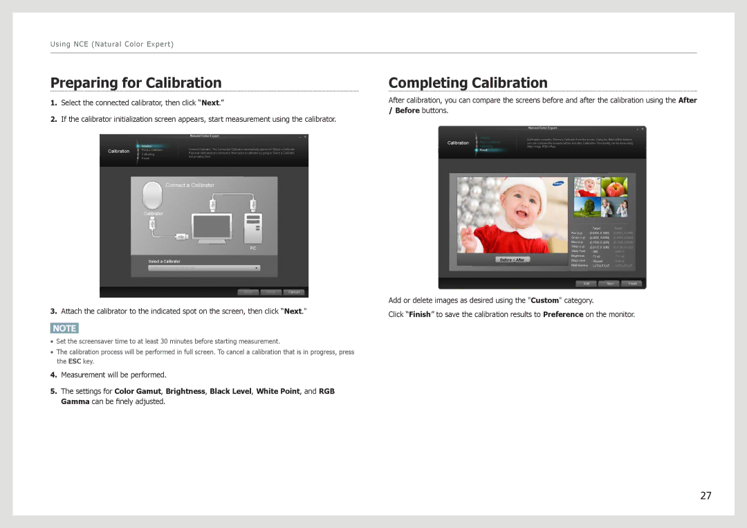 Samsung S27B970D user manual Preparing for Calibration, Completing Calibration 