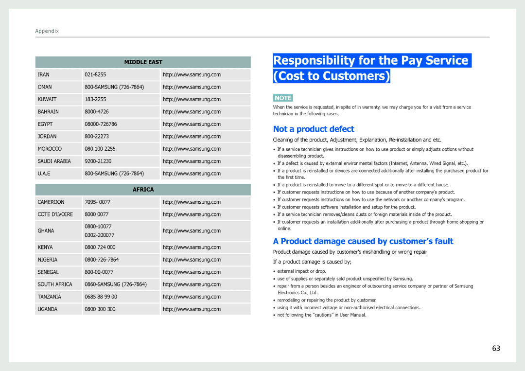 Samsung S27B970D user manual Responsibility for the Pay Service Cost to Customers, Not a product defect 