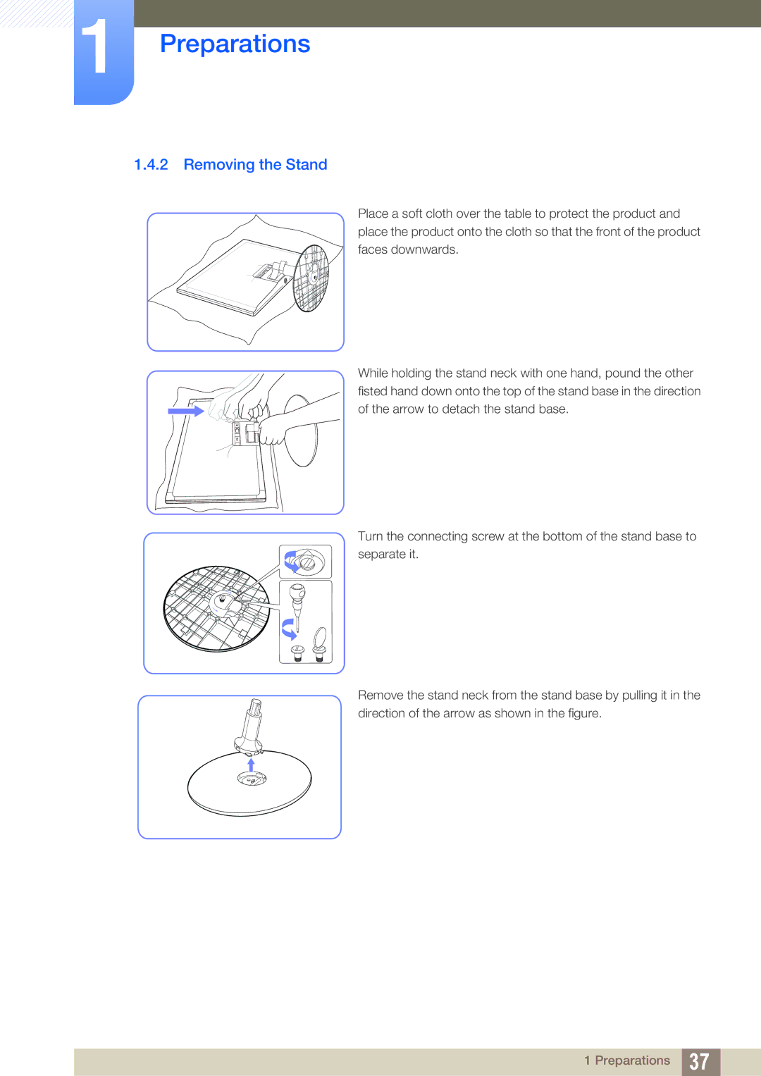 Samsung S27C350H user manual Removing the Stand 