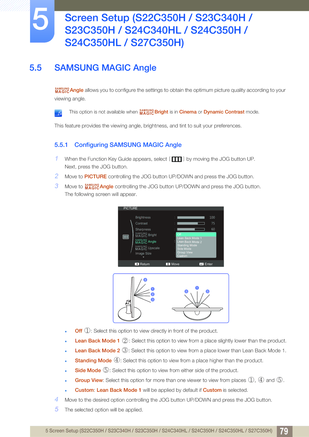 Samsung S27C350H user manual Samsung Magic Angle 