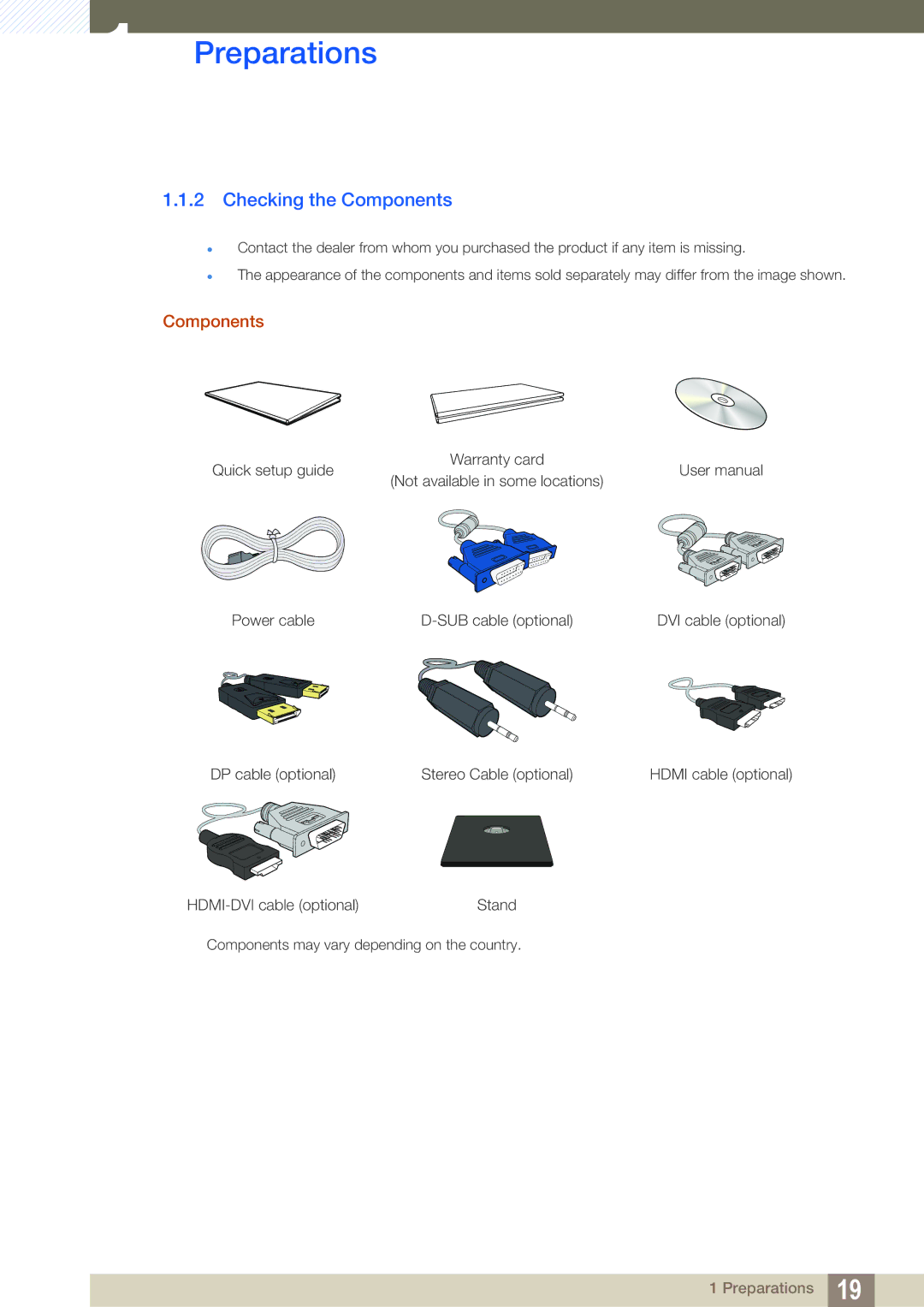 Samsung S22C650P, S27C650P user manual Checking the Components 