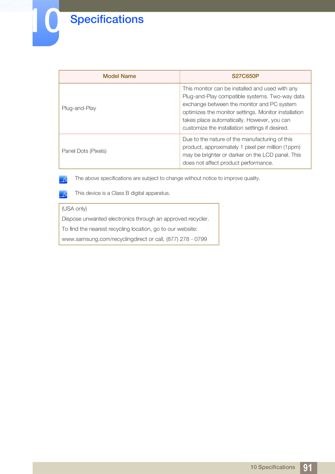 Samsung S22C650P, S27C650P user manual This monitor can be installed and used with any 