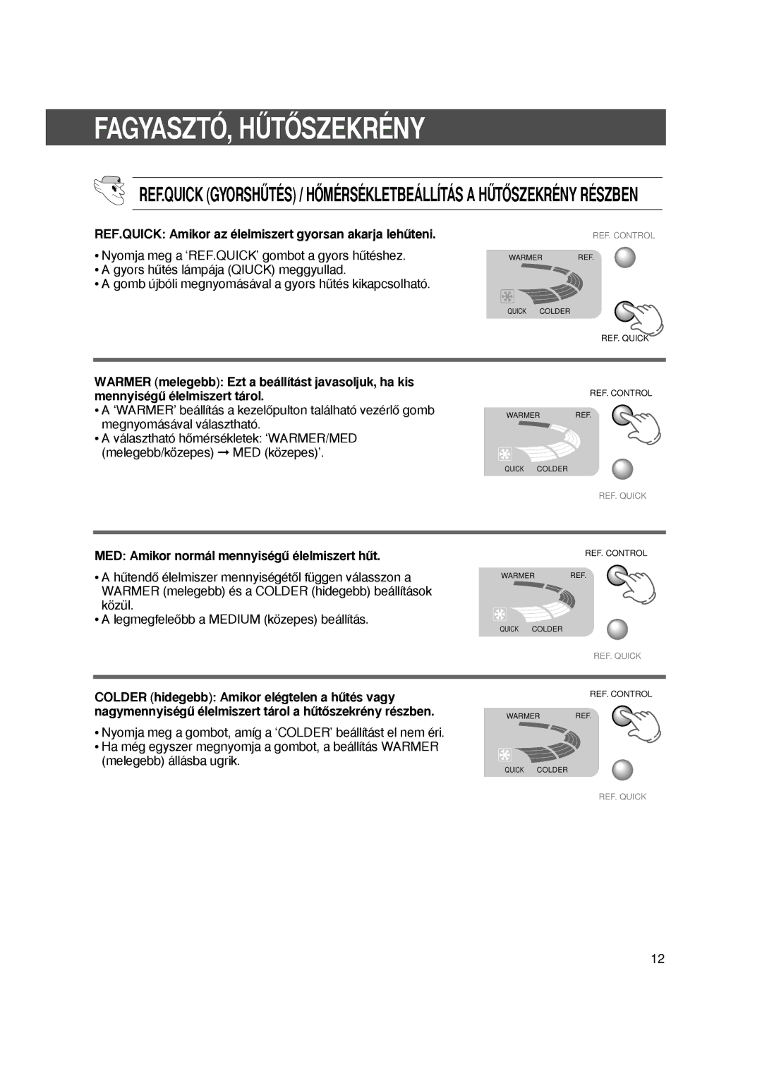 Samsung S24AHESWQN/XEH, S27EHESWQN/SPL manual FAGYASZTO, HUòTOòSZEKRENY, MED Amikor normal mennyiseguÉ elelmiszert huÉt 