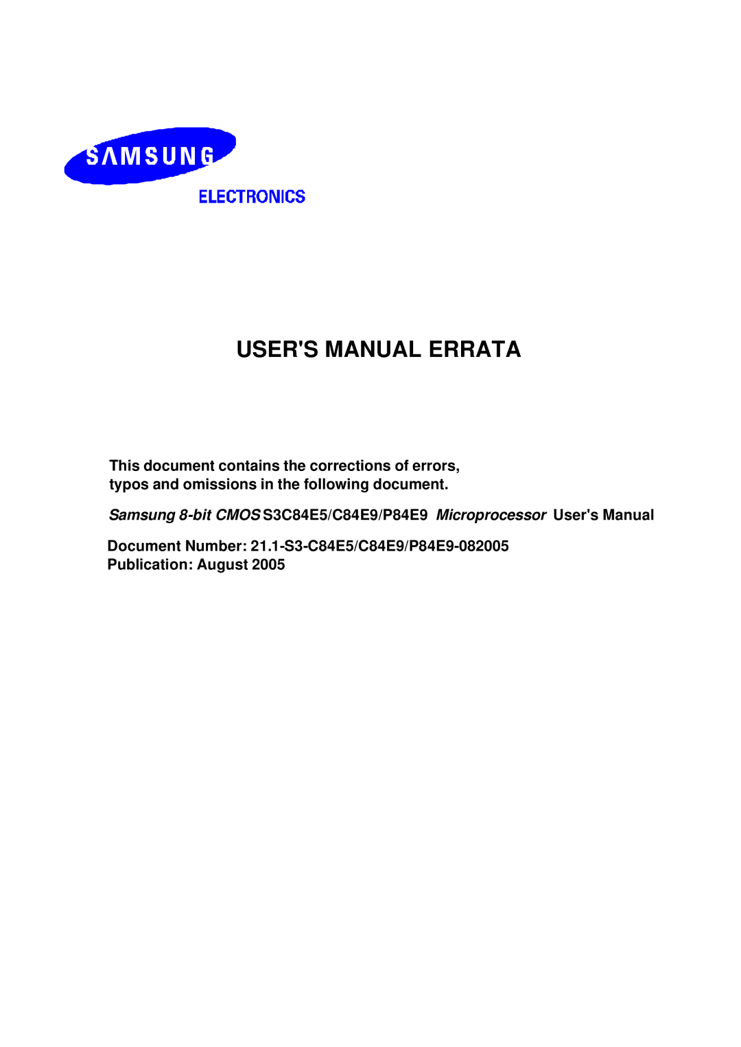 Samsung S3C84E5 user manual 