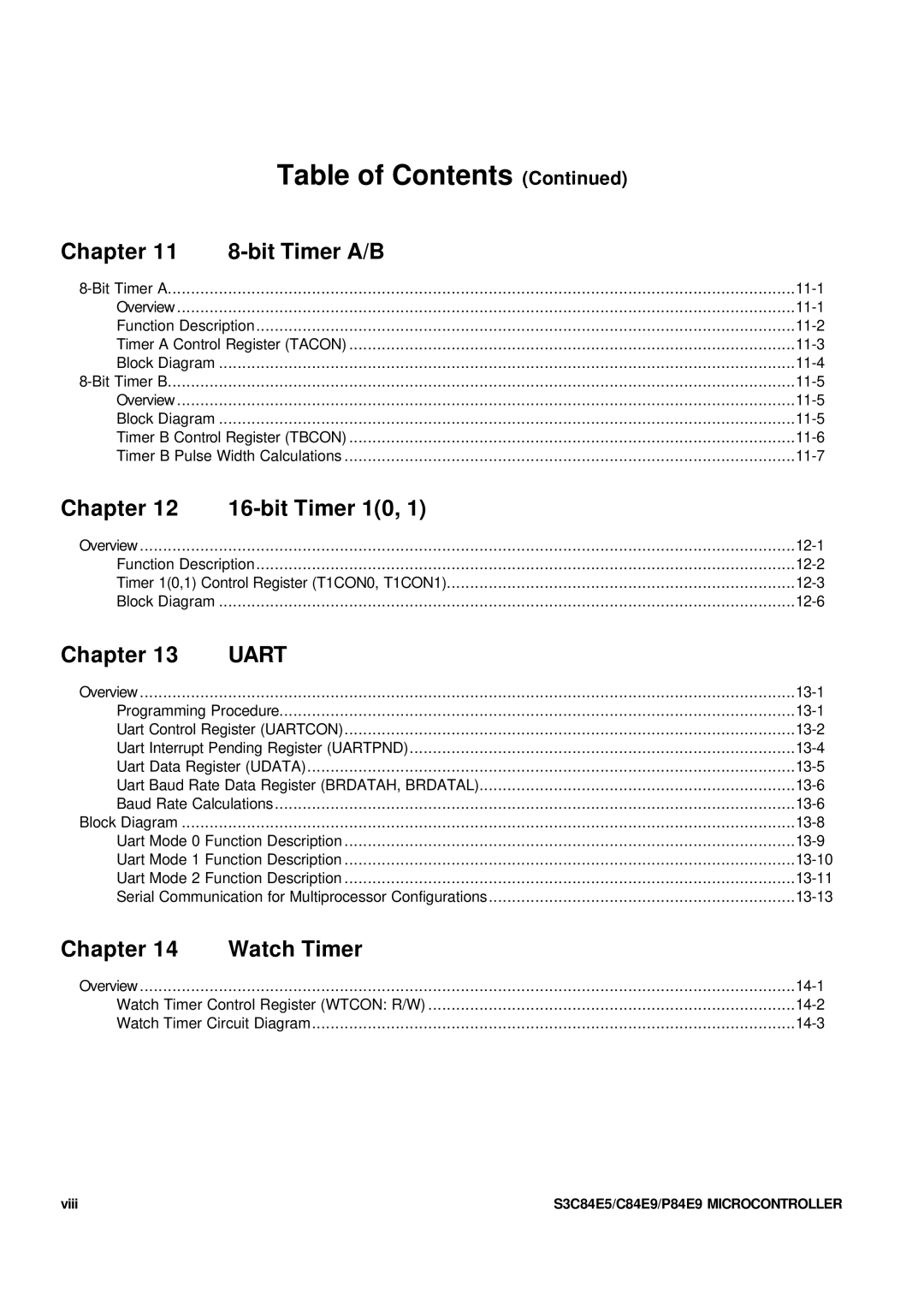 Samsung S3C84E5 user manual Chapter, Viii 