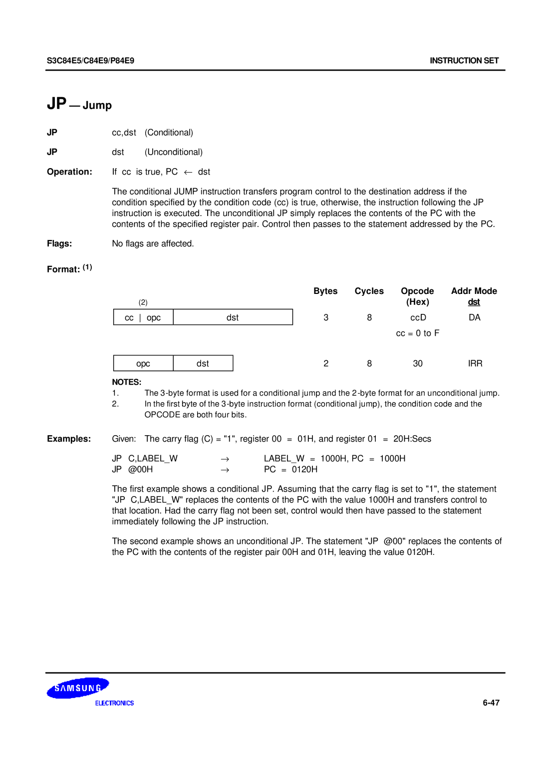 Samsung S3C84E5 user manual JP Jump, Labelw 