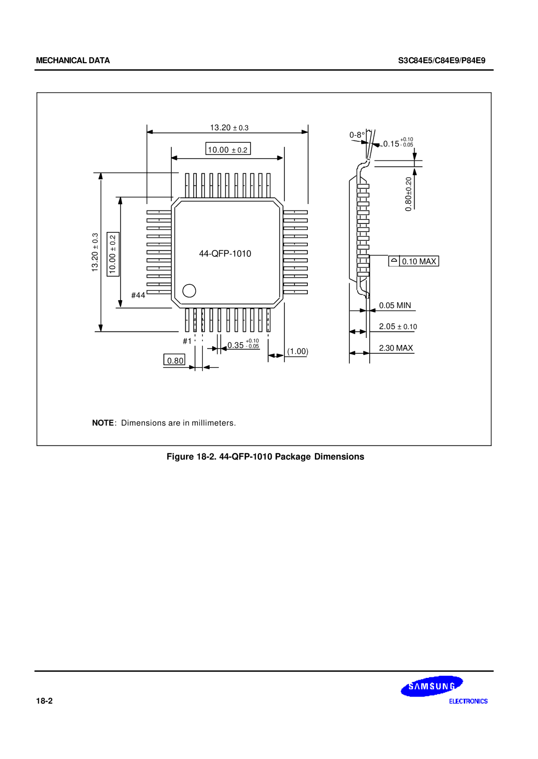 Samsung S3C84E5 user manual QFP-1010, 18-2 