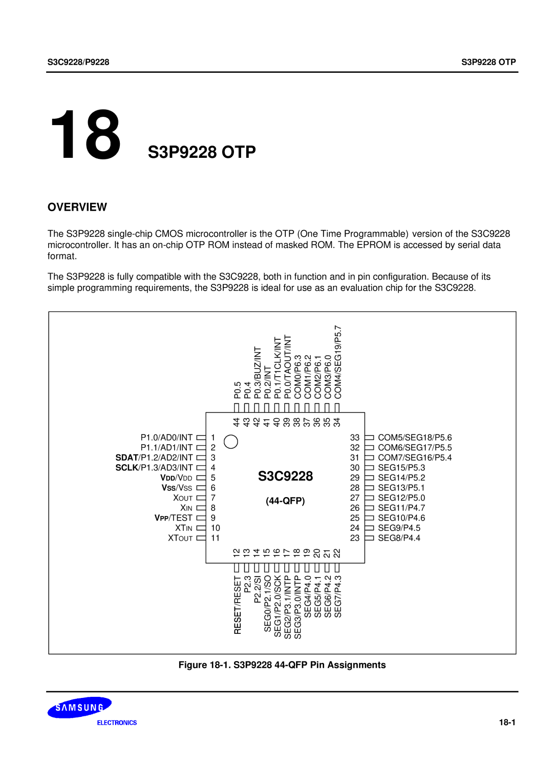 Samsung 8-Bit CMOS Microcontroller, S3C9228/P9228 user manual 18 S3P9228 OTP 