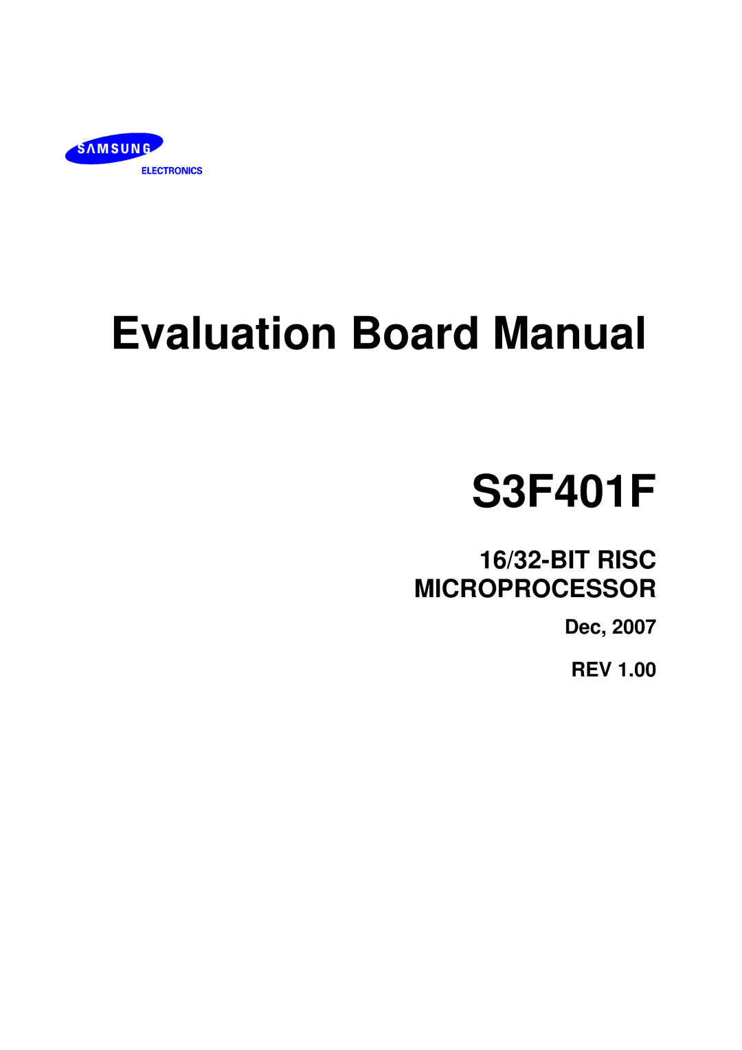 Samsung manual Evaluation Board Manual S3F401F 