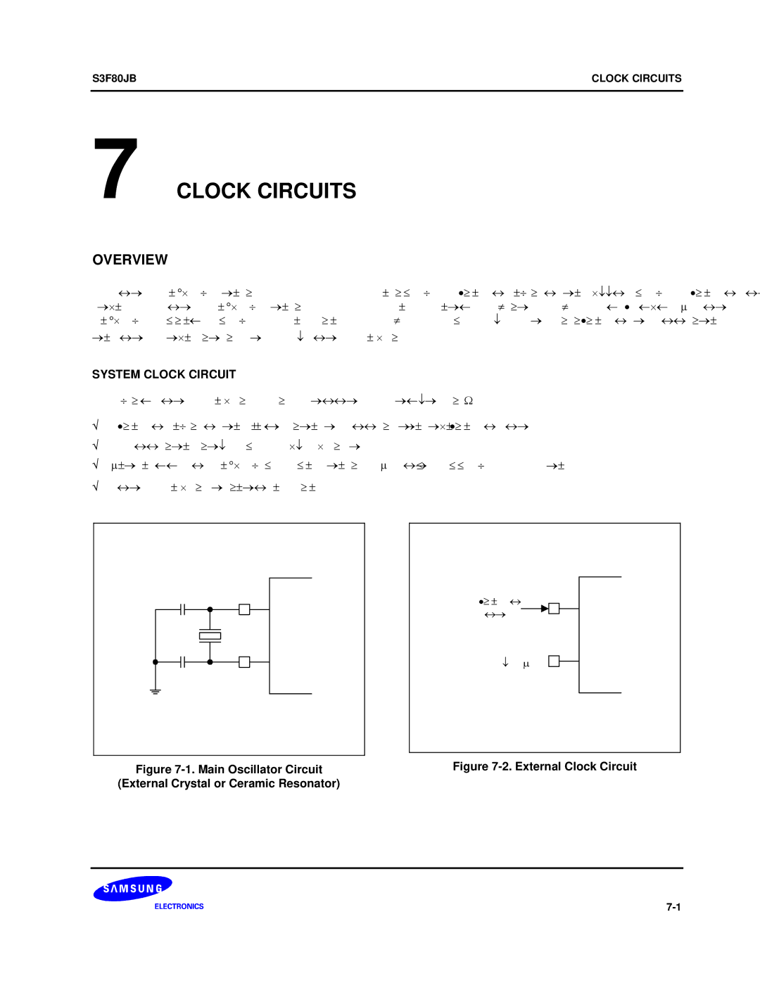 Samsung S3F80JB manual Clock Circuits, System Clock Circuit 