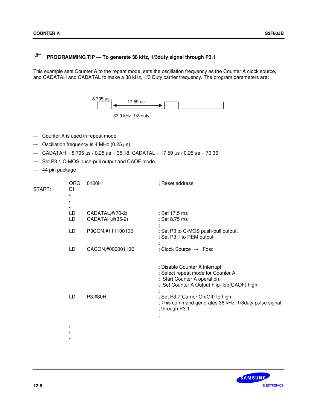 Samsung S3F80JB manual Org, Through P3.1 