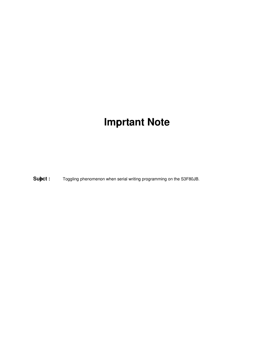 Samsung S3F80JB manual Important Note 