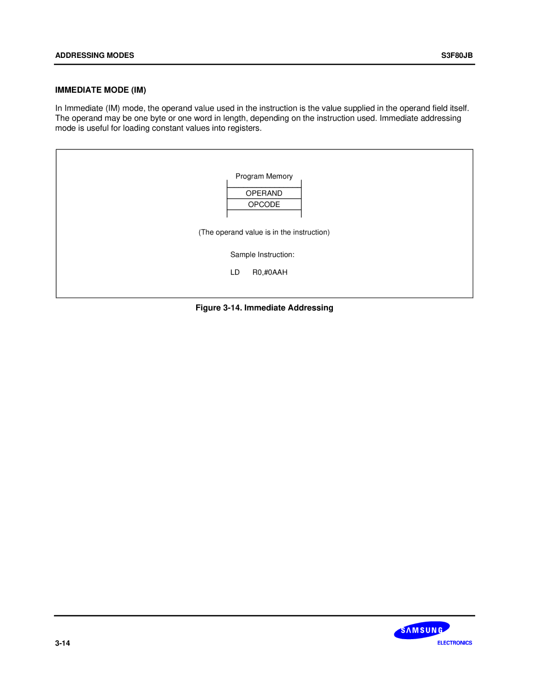 Samsung S3F80JB manual Immediate Mode IM, Immediate Addressing 