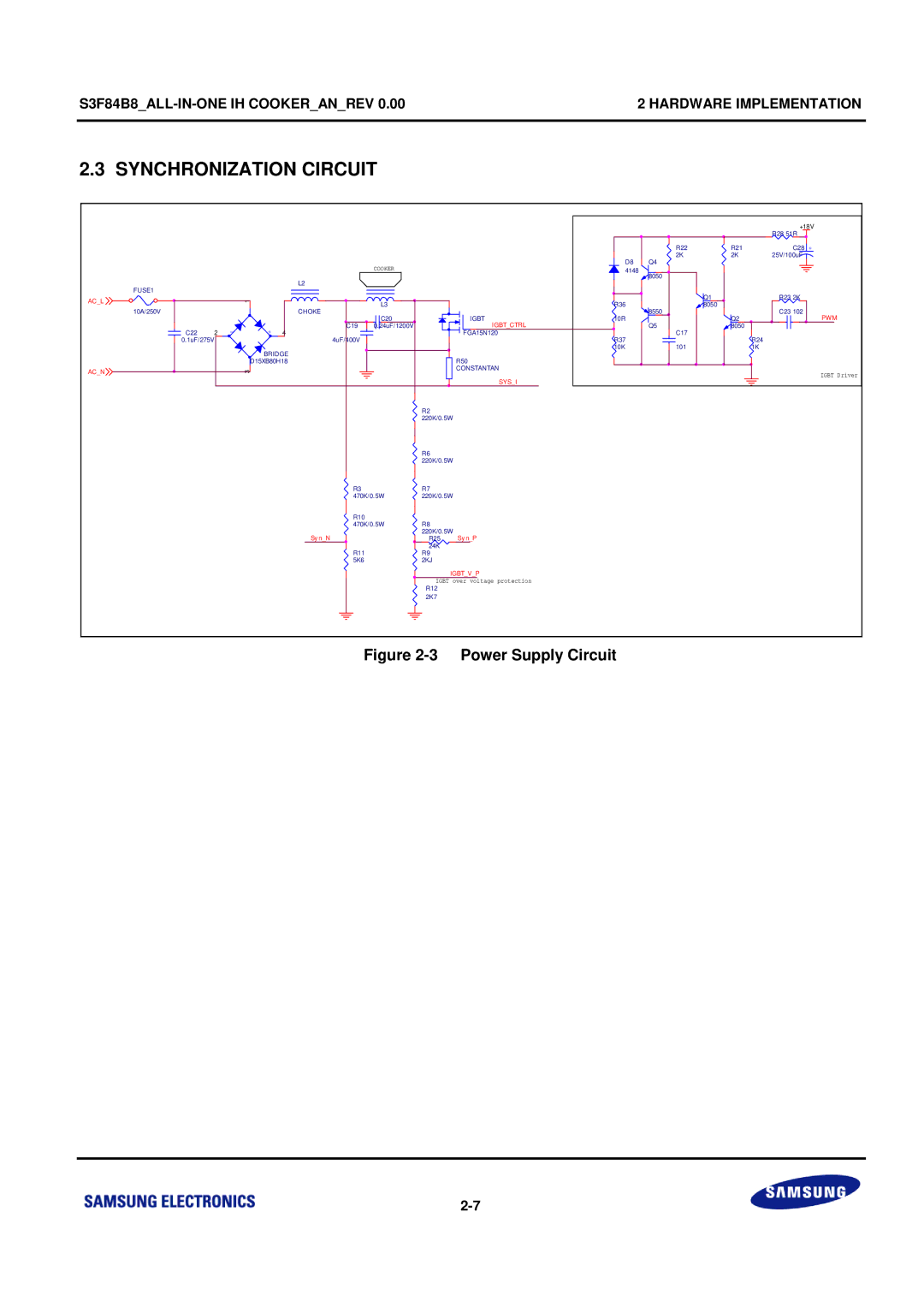 Samsung S3F84B8 manual Synchronization Circuit, Cooker 