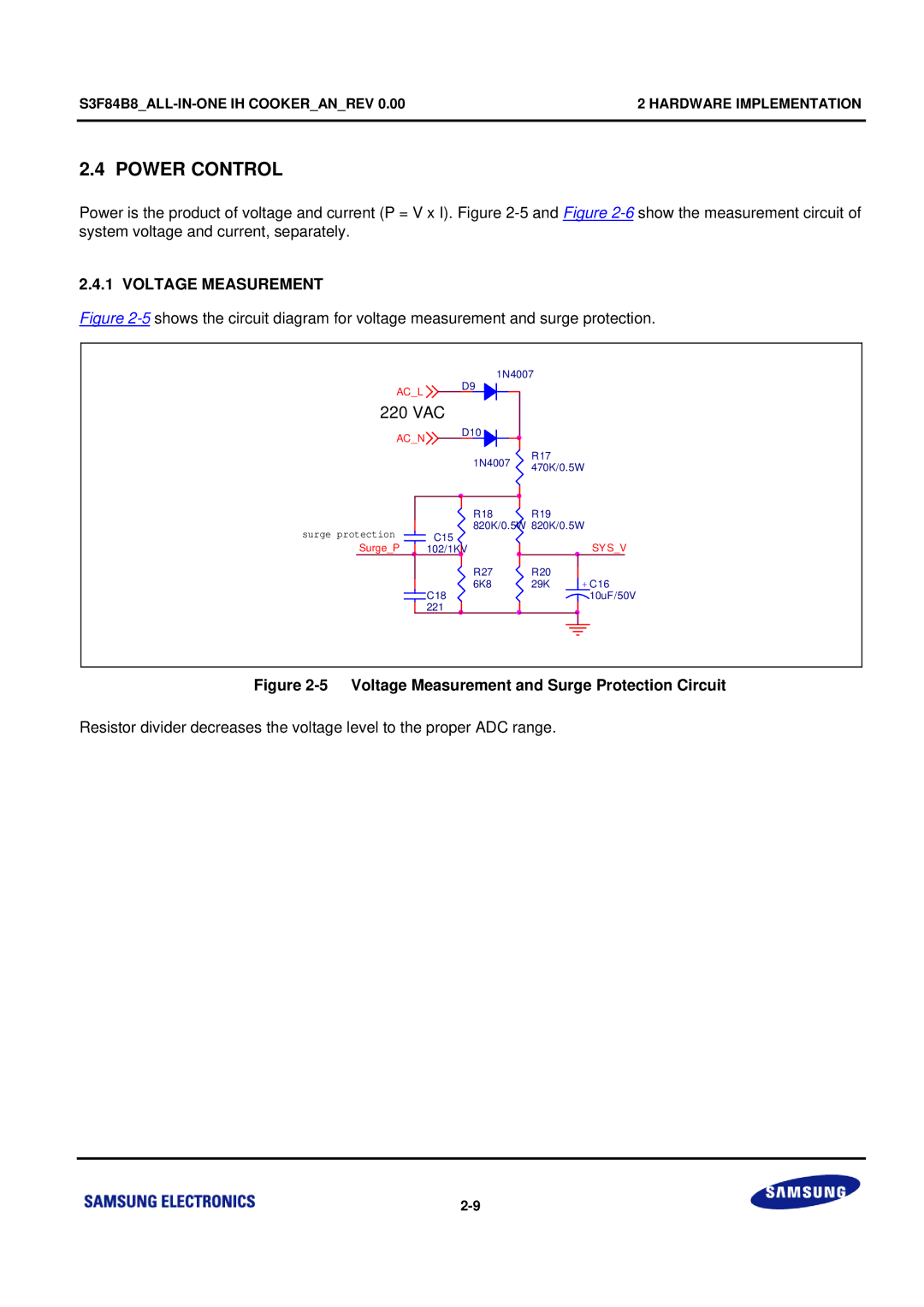 Samsung S3F84B8 manual Power Control, Voltage Measurement 