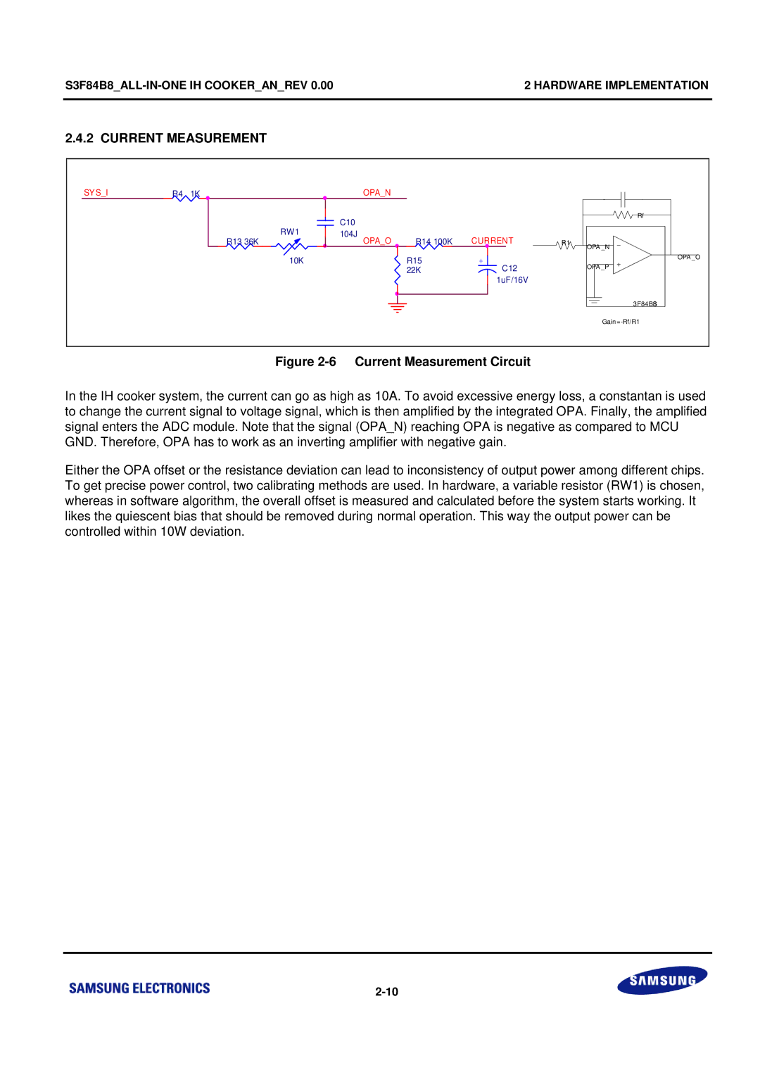 Samsung S3F84B8 manual Current Measurement Circuit 