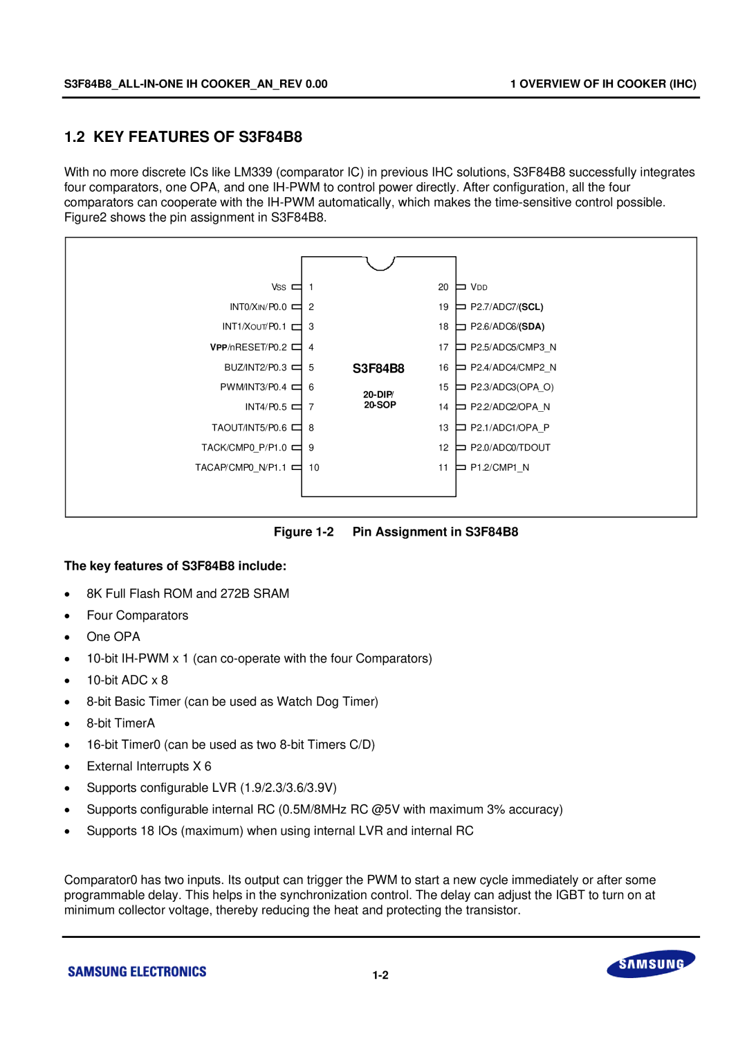 Samsung manual KEY Features of S3F84B8 