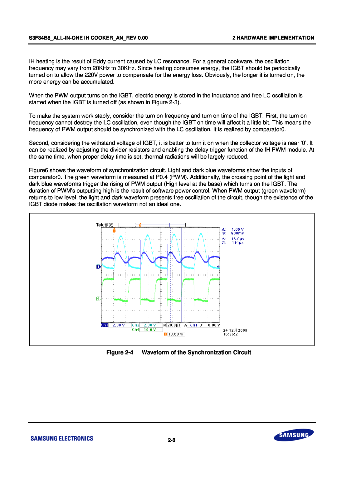 Samsung S3F84B8 manual 4 Waveform of the Synchronization Circuit 