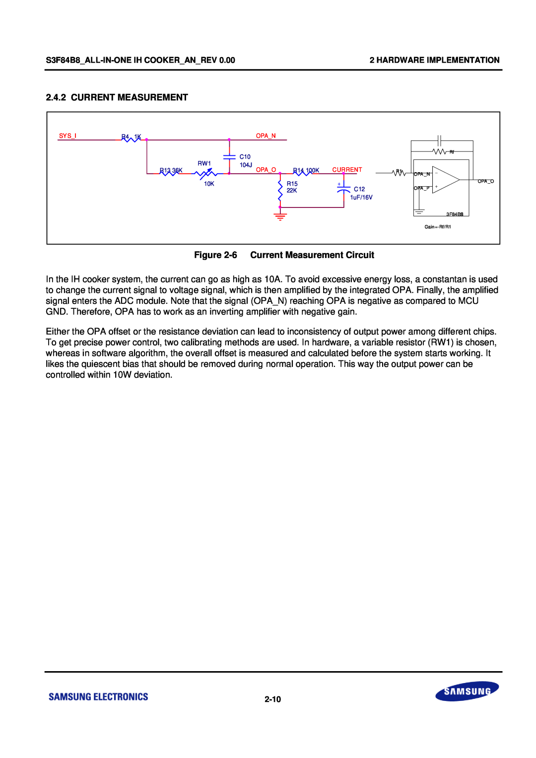 Samsung S3F84B8 manual 6 Current Measurement Circuit 