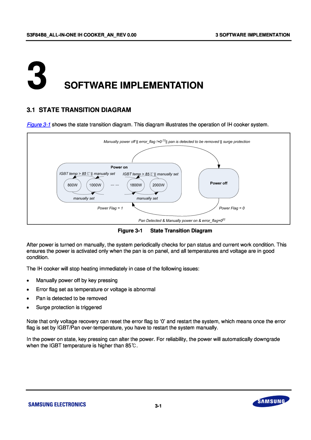 Samsung S3F84B8 manual Software Implementation, State Transition Diagram, 1 StateTransition Diagram 
