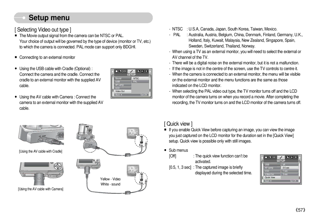 Samsung S500 user manual Selecting Video out type, Ntsc 