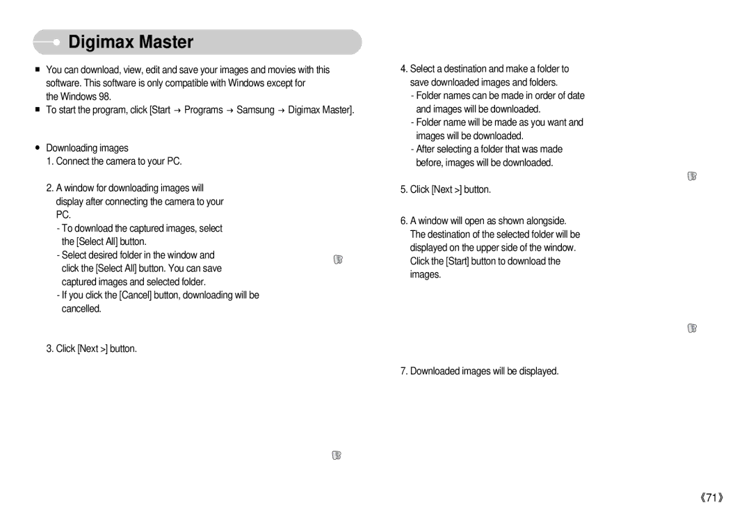 Samsung S500 user manual Digimax Master 