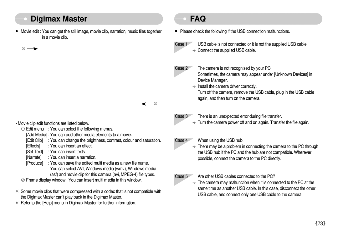 Samsung S500 user manual Faq 