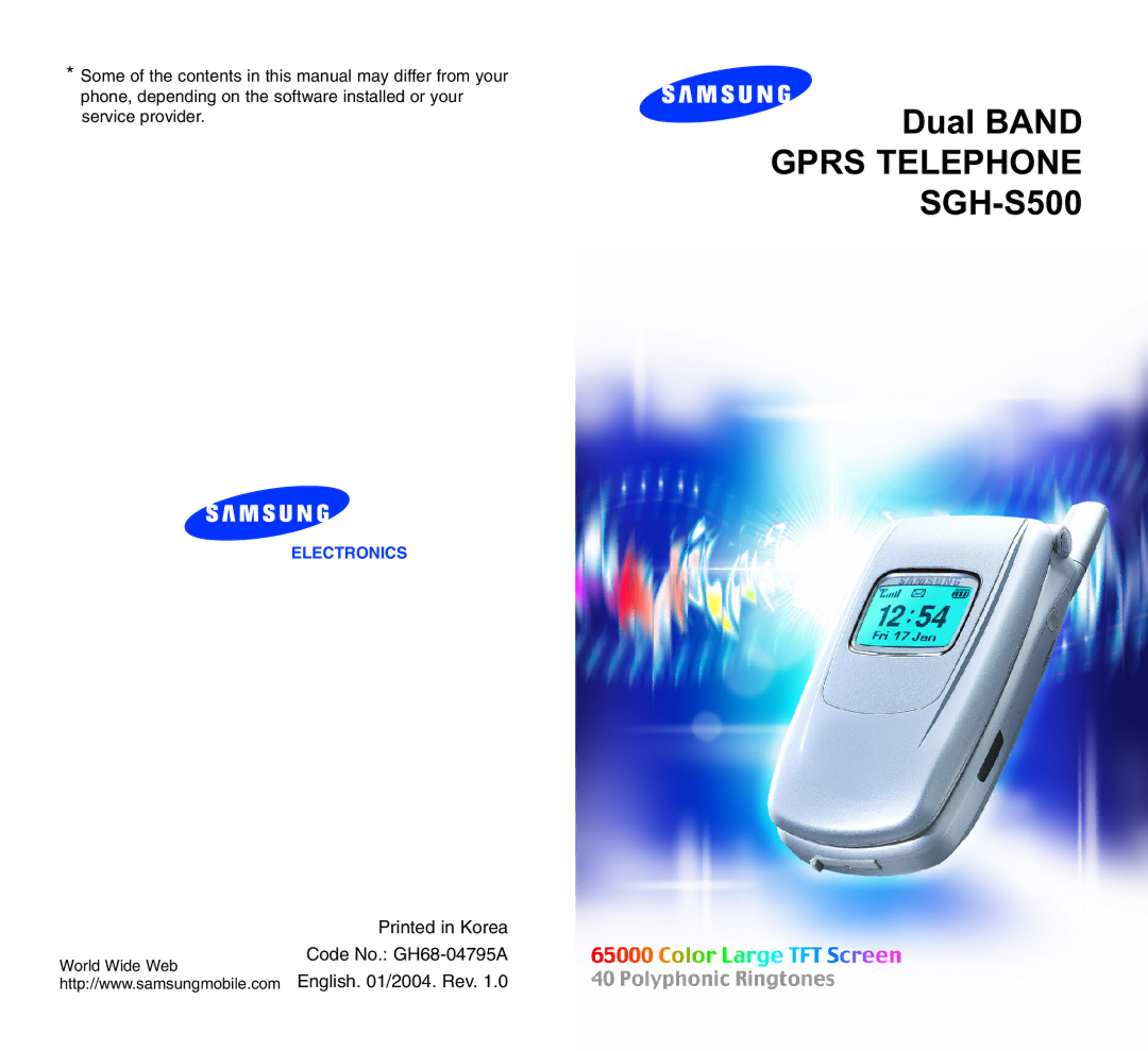 Samsung manual Dual Band Gprs Telephone SGH-S500 