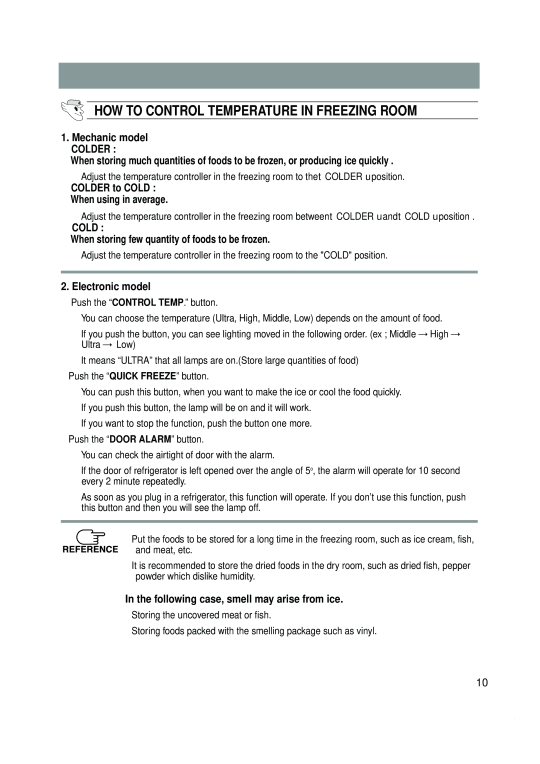 Samsung S56MBCHALN/SKZ manual HOW to Control Temperature in Freezing Room 