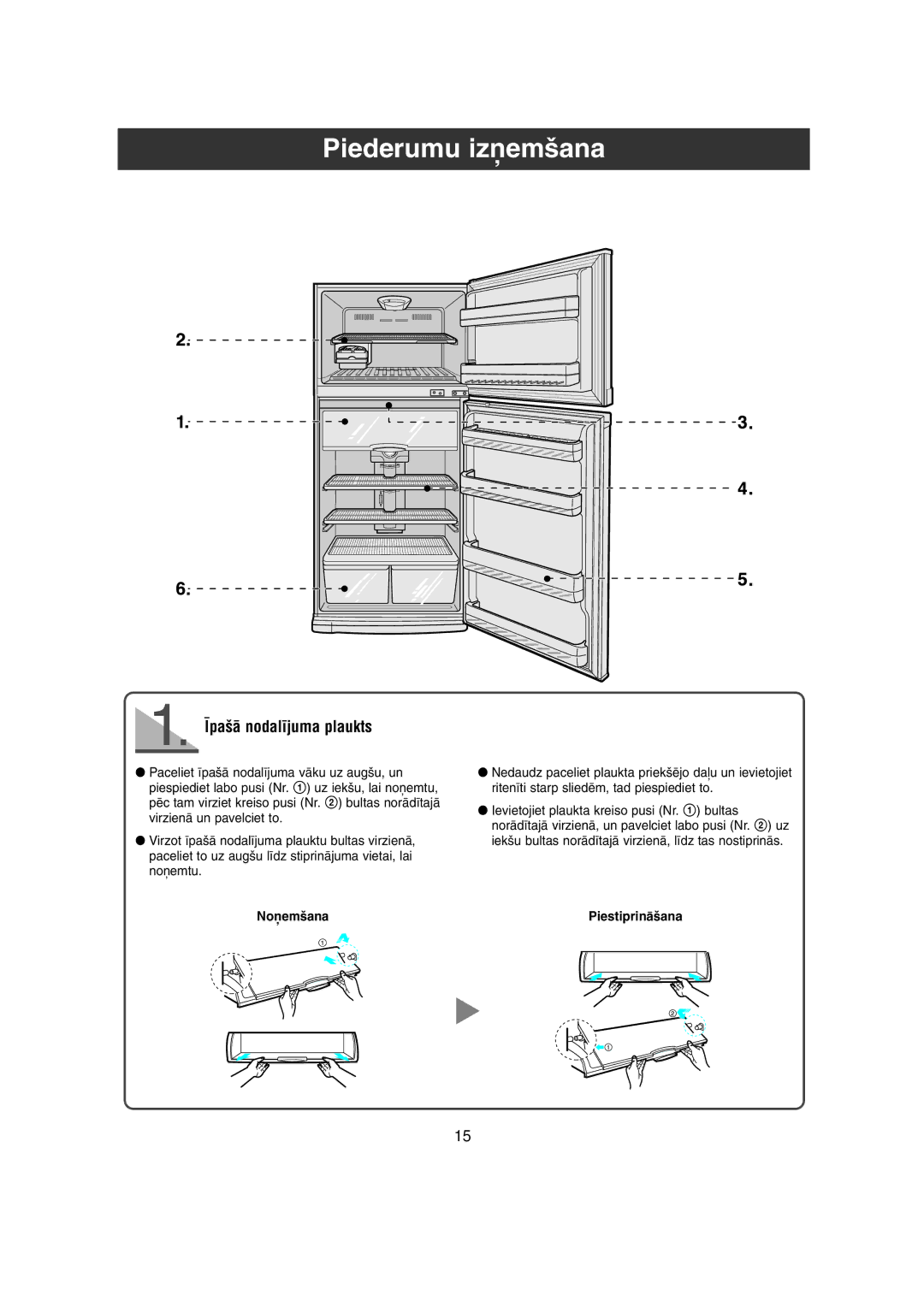 Samsung RT52EASM1/XEK, S57MFBHAGN/RUS, S52MFBHAGN/RUS, RT57EATG1/XEK manual Piederumu iz¿em‰ana, ±pa‰Ç nodal¥juma plaukts 