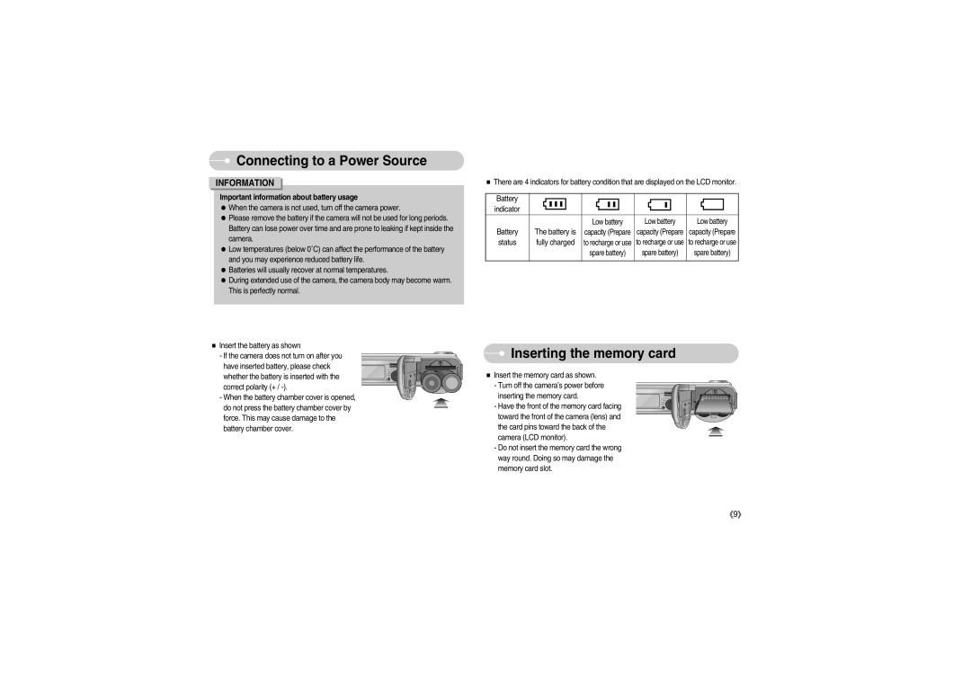 Samsung S700 manual Inserting the memory card, Information 