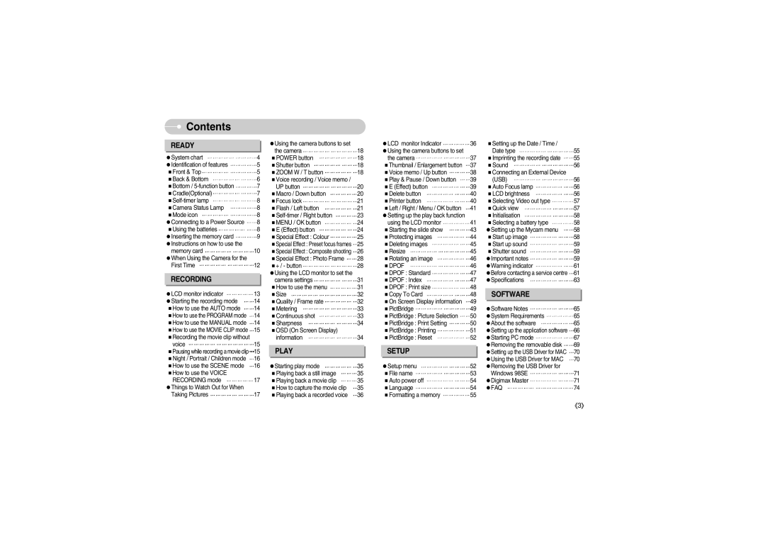 Samsung S700 manual Contents 