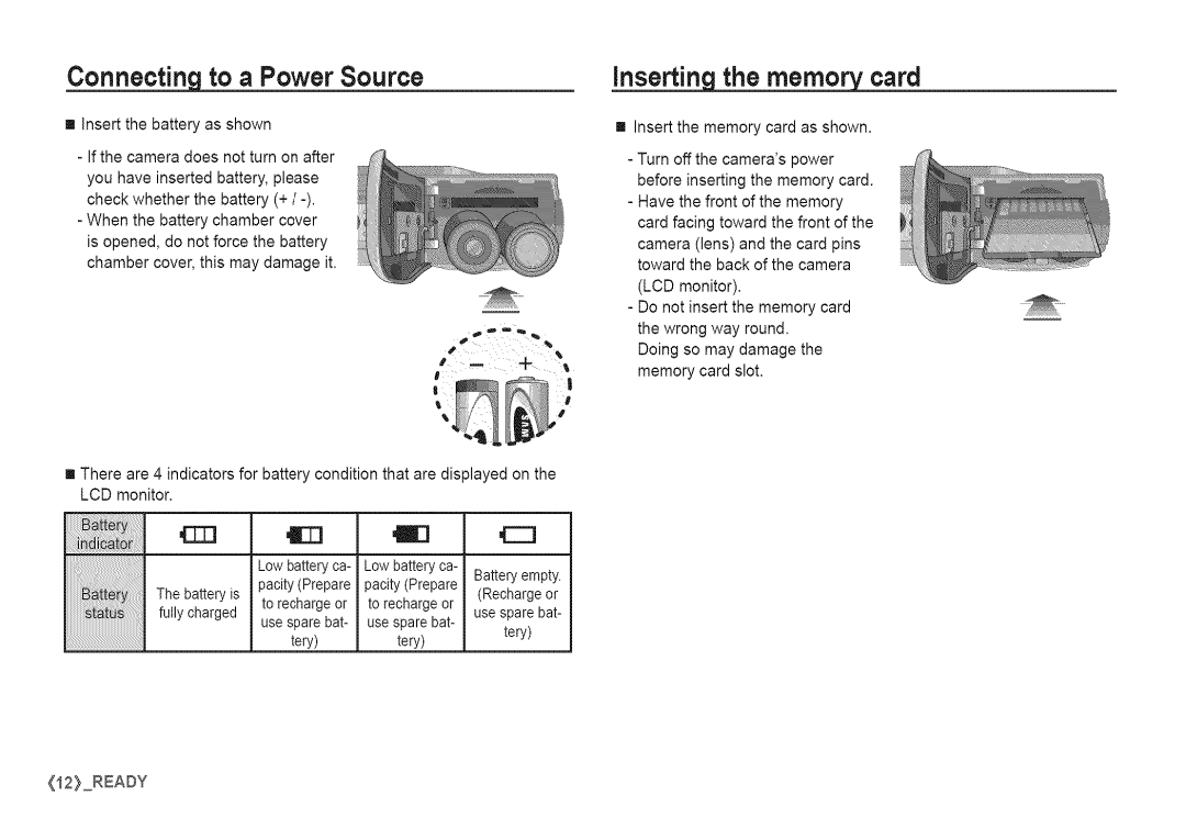 Samsung S760 manual Inserting the memory card, Gel 