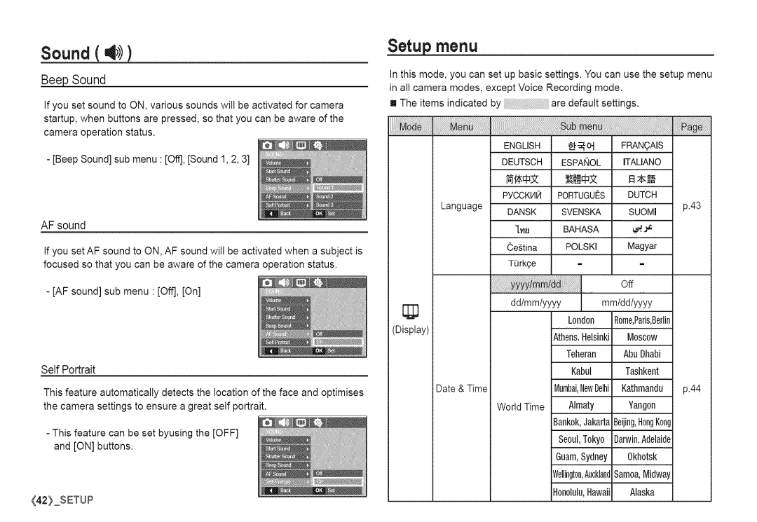 Samsung S760 manual Setup menu, Self Portrait 