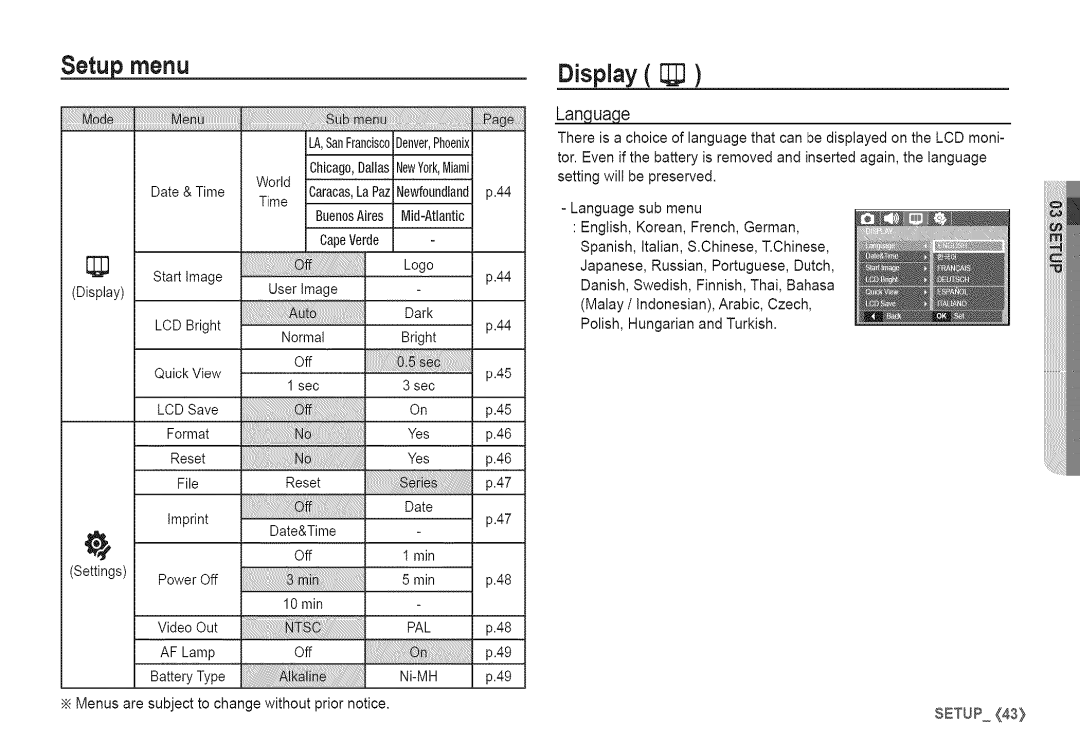 Samsung S760 manual Off, Display 