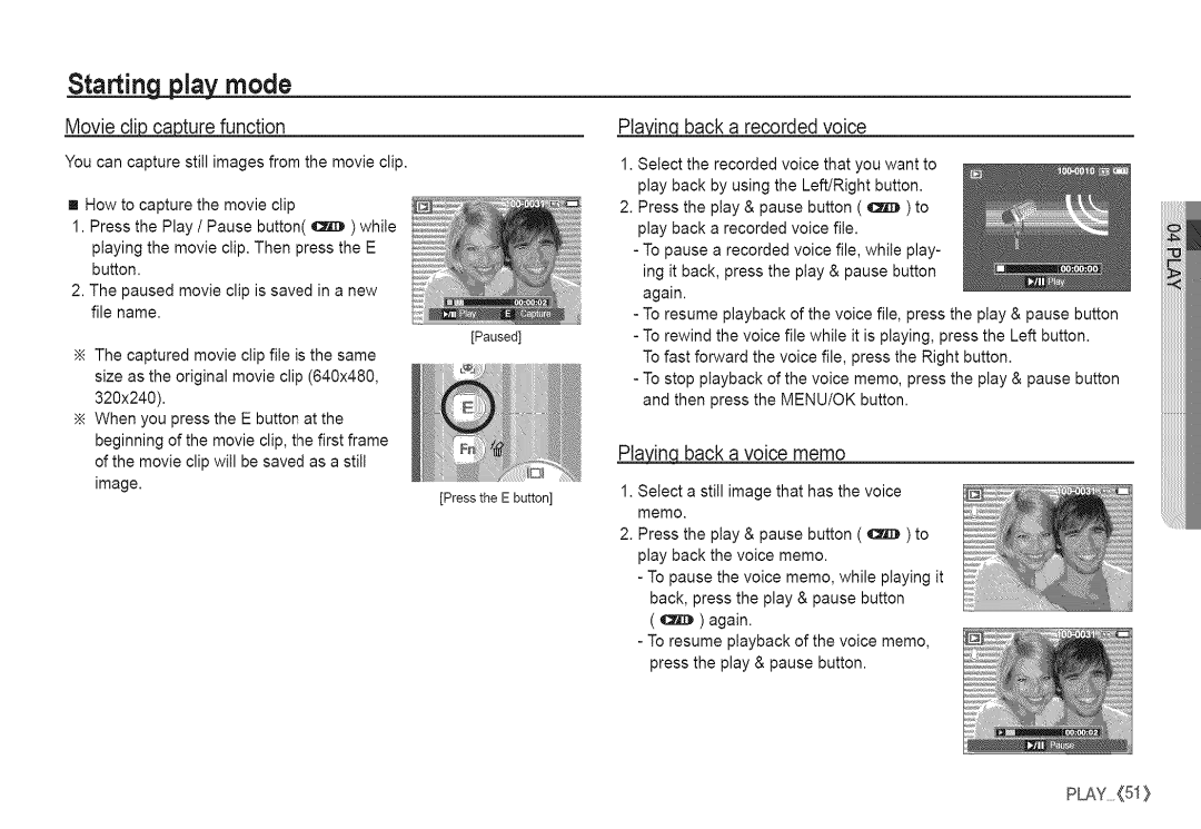 Samsung S760 manual Starting.Jaymode, Turefunction, Back a recorded voice, Back a voice memo 