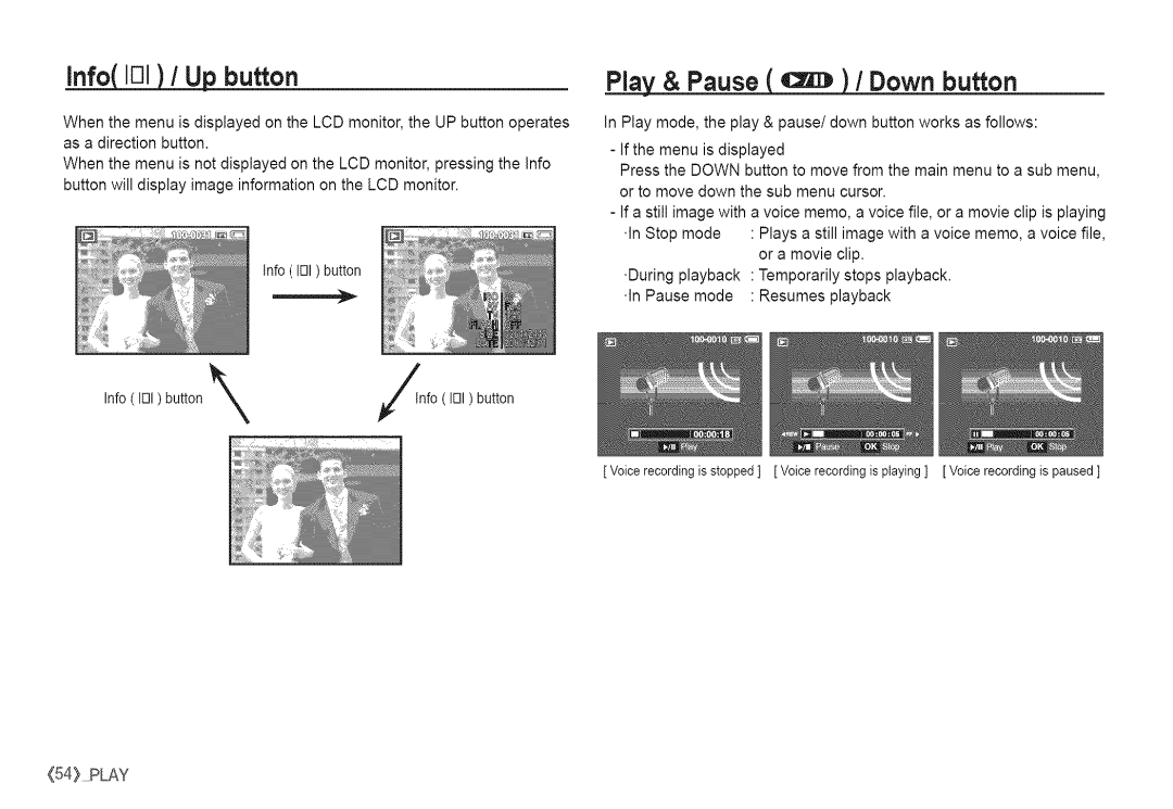 Samsung S760 manual Button, Play & Pause / Down button 