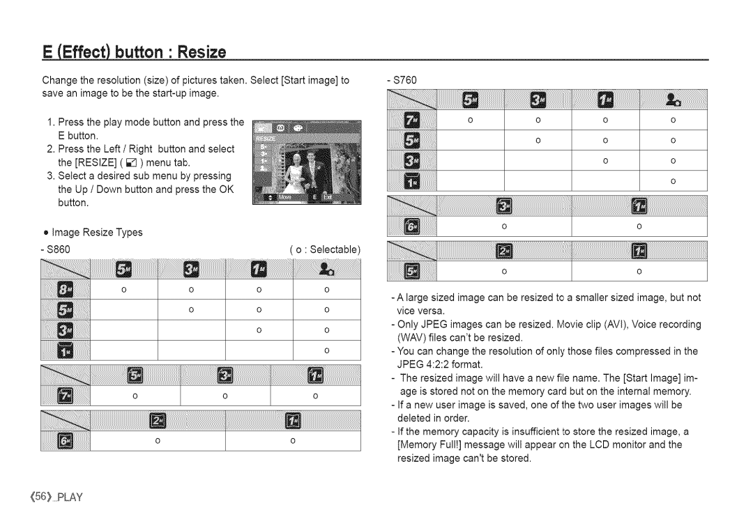 Samsung S760 manual Button Resize 