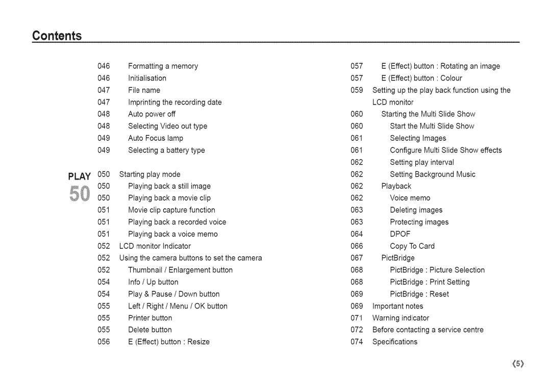 Samsung S760 manual Contents 