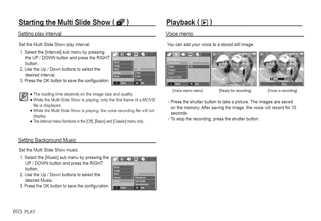 Samsung S760 manual Settingjlav interval, Settinqround Music 