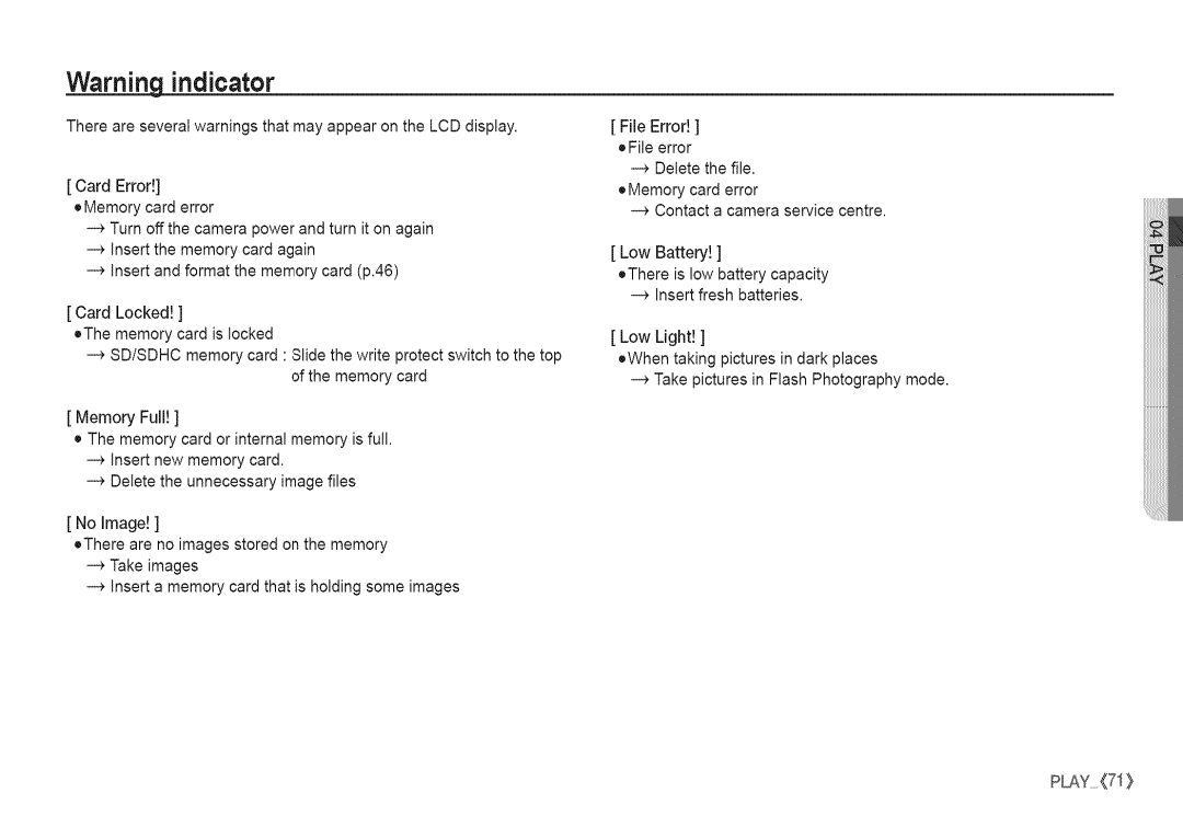 Samsung S760 manual PLAY71 