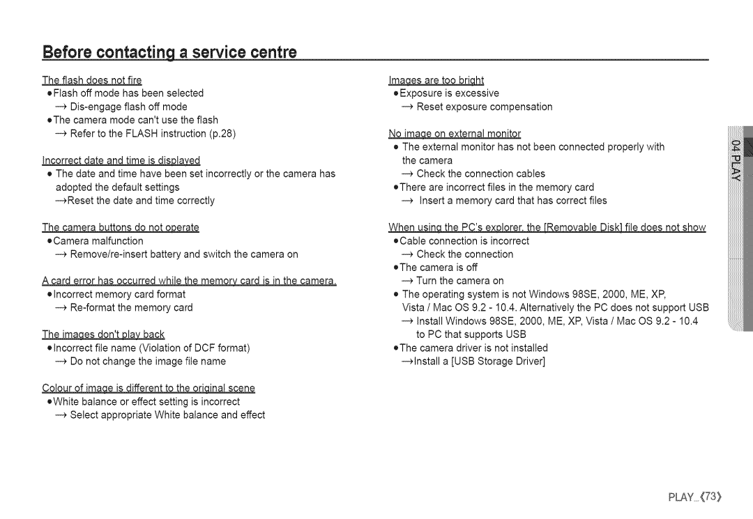 Samsung S760 manual Before contacting a service centre 