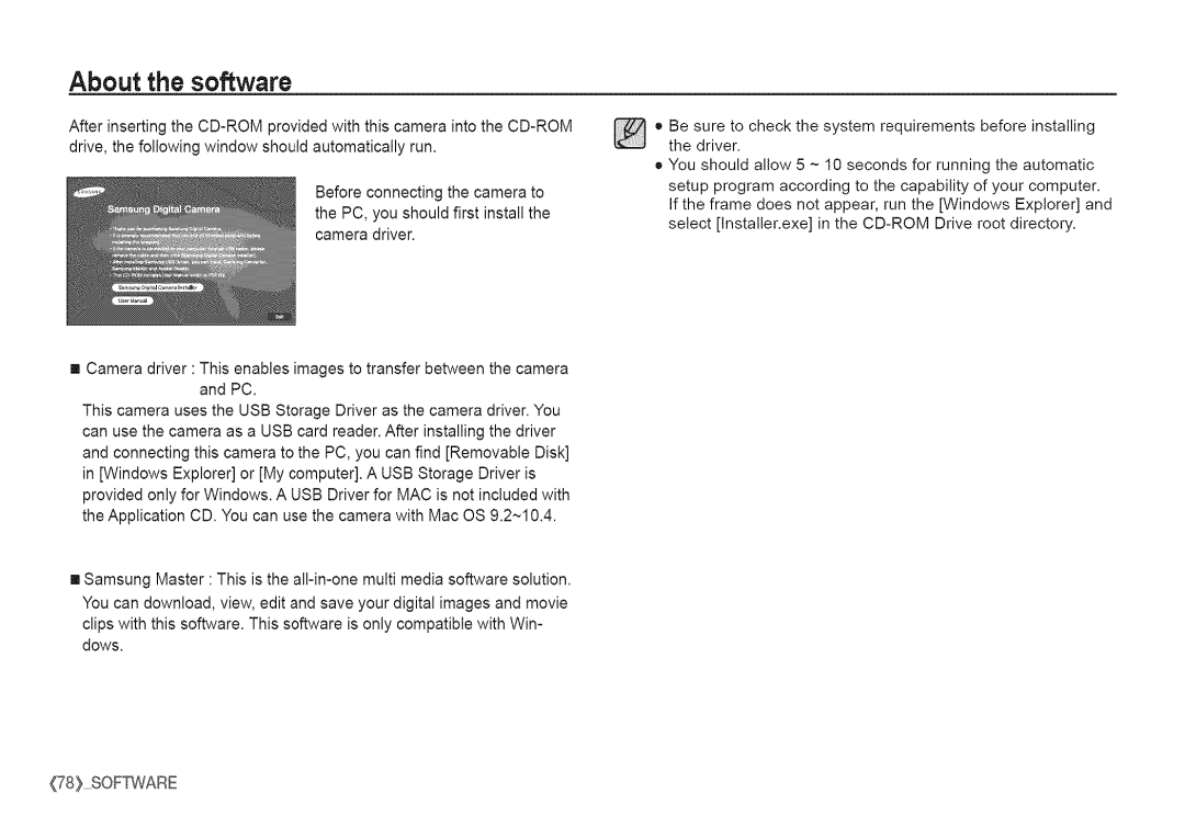 Samsung S760 manual About the software 