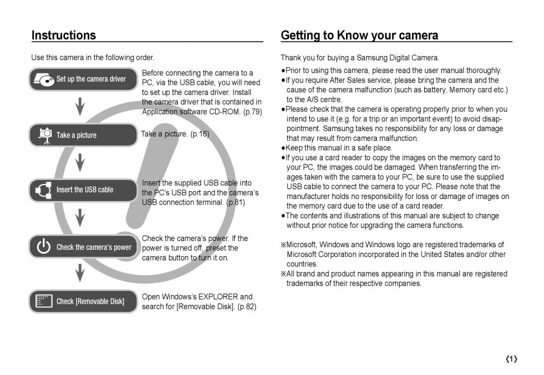 Samsung S760 manual Instructions, Getting to Know your camera, Thank you for buying a Samsung Digital Camera 