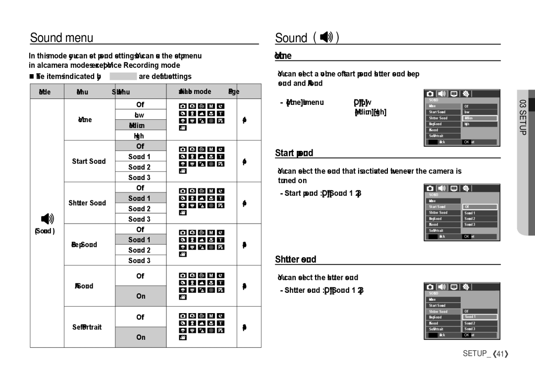 Samsung S760 manual Sound menu 