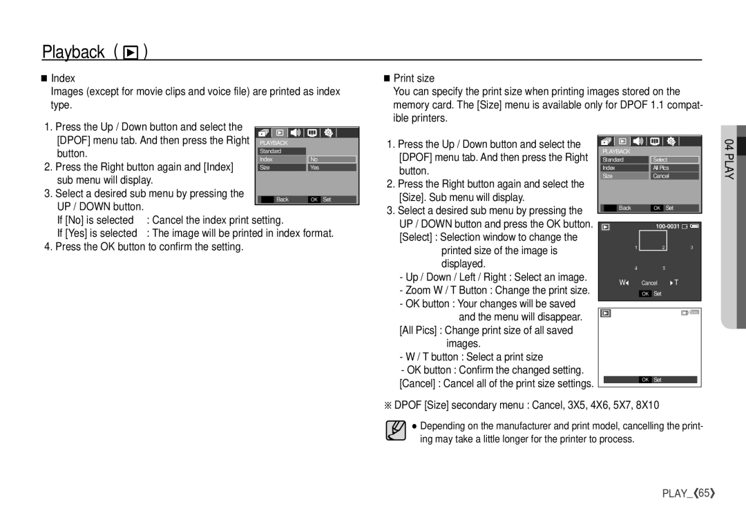 Samsung S760 manual Sub menu will display, If No is selected, Printed size of the image is displayed 