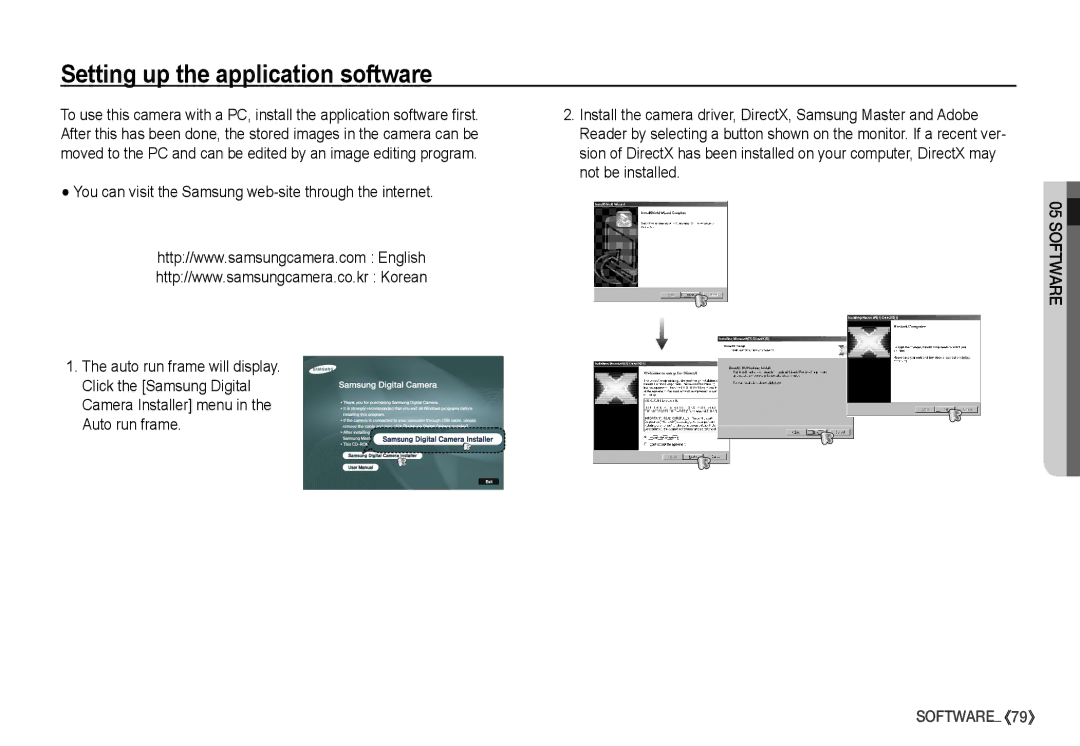 Samsung S760 manual Setting up the application software 