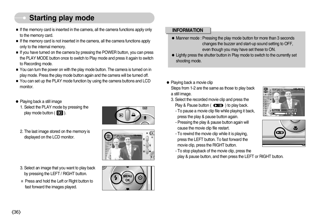 Samsung S830 user manual Starting play mode 